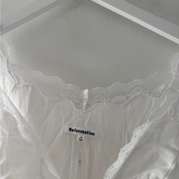 REFORMATION Josefina Linen Top in White 4 - Picture 3 of 5